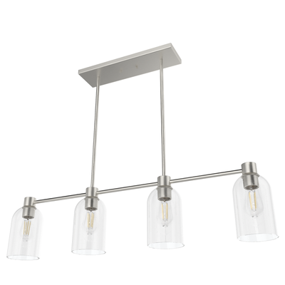 Lochemeade 37.5-inch 4-light Brushed Nickel Linear Chandelier with Clear Seeded Glass