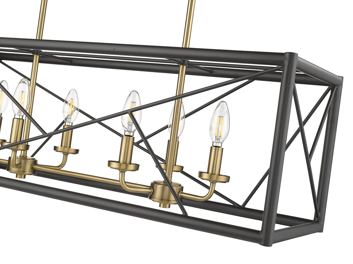 11'' Surrey Matte Black/Vintage Brass 6 Light Linear Chandelier