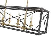 11'' Surrey Matte Black/Vintage Brass 6 Light Linear Chandelier