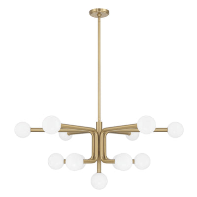 Stockholm 40-inch 13-light Champagne Gold Chandelier with Opal Glass Shades