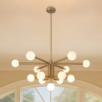 Stockholm 40-inch 13-light Champagne Gold Chandelier with Opal Glass Shades