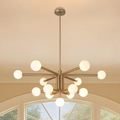 Stockholm 40-inch 13-light Champagne Gold Chandelier with Opal Glass Shades