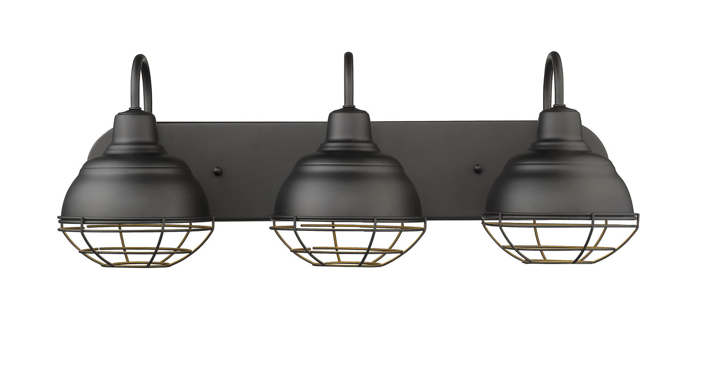 24.5'' Neo-Industrial Matte Black 3 Light Bath Vanity