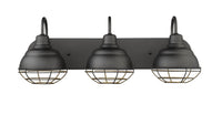 24.5'' Neo-Industrial Matte Black 3 Light Bath Vanity
