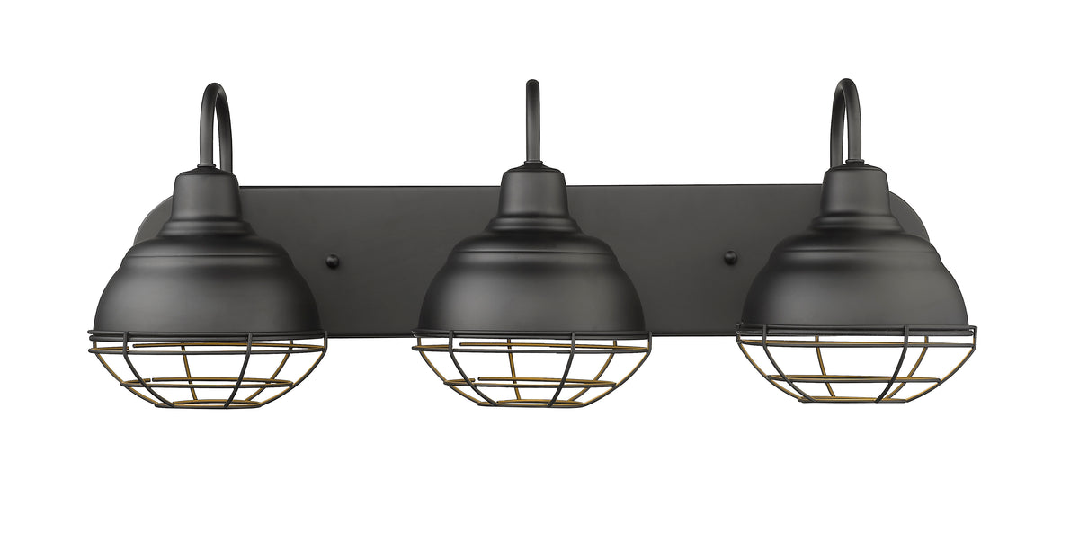 24.5'' Neo-Industrial Matte Black 3 Light Bath Vanity