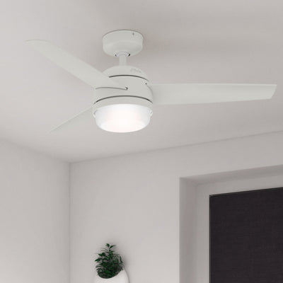 48 inch Midtown Fresh White Ceiling Fan with LED Light Kit and Handheld Remote