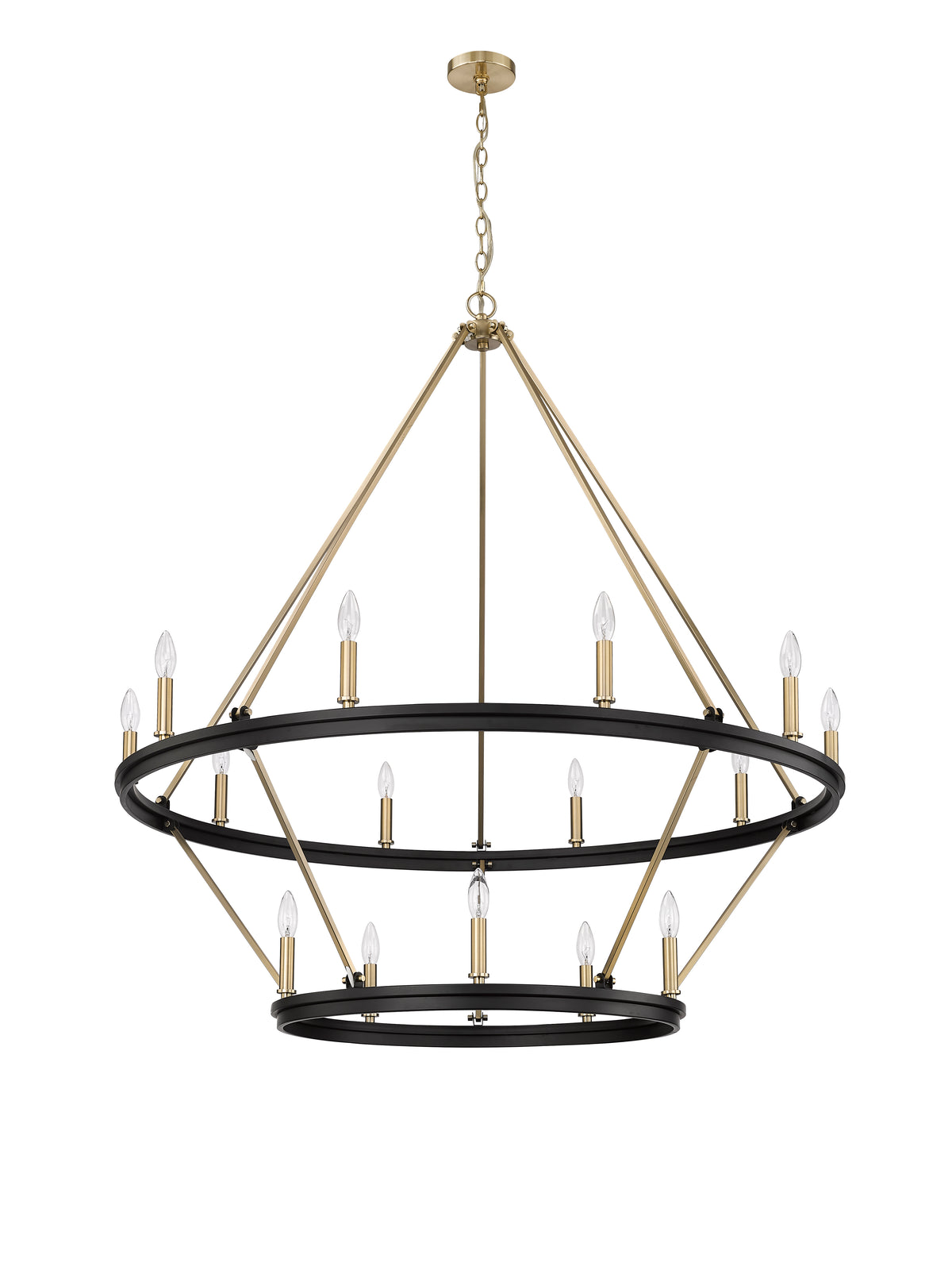48.5'' Carruth Matte Black/Modern Gold 15 Light Chandelier