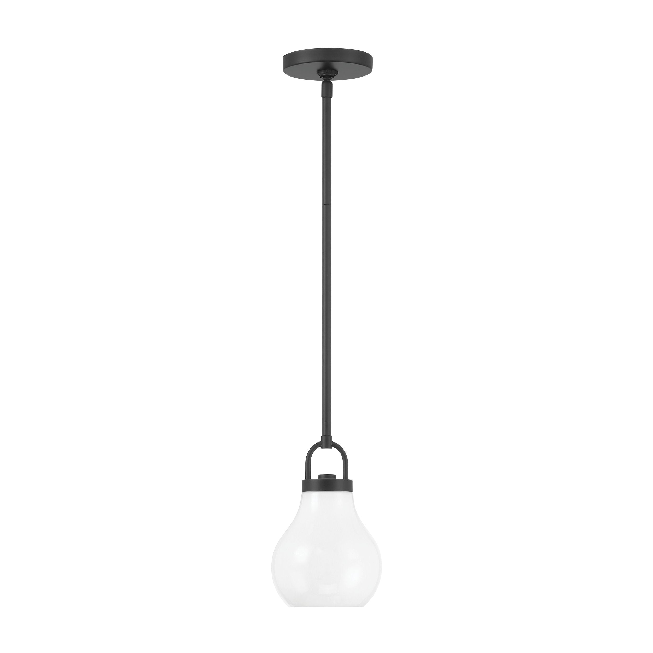 Mansfield 6-inch 1-light Matte Black Pendant Light with Opal Glass Shade