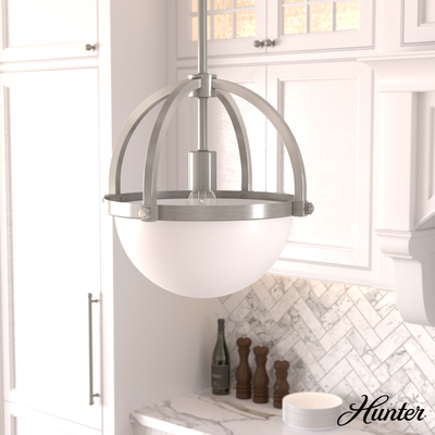 Wedgefield 12.75-inch 1-light Brushed Nickel Orb Pendant with Frosted Cased White Glass