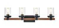 32'' Taos Matte Black/Wood Grain 4 Light Bath Vanity