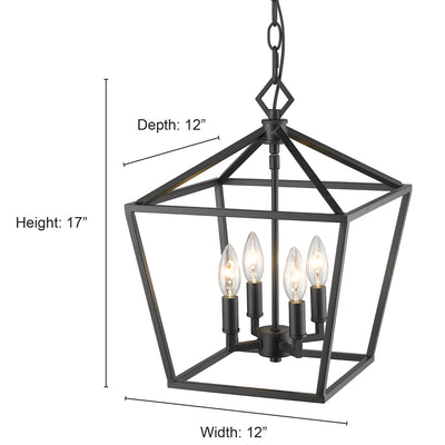 18'' Corona Matte Black 4 Light Pendant