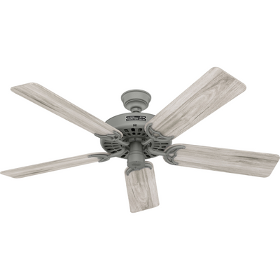 52 inch Original Matte Silver Damp Rated Ceiling Fan and Pull Chain
