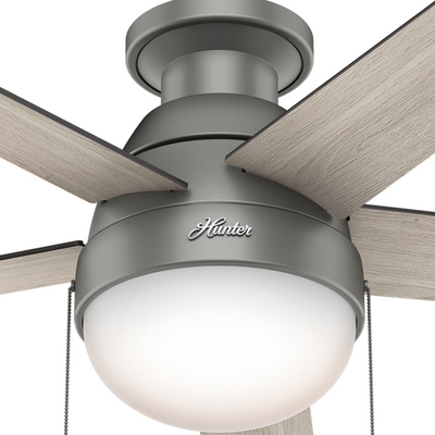 46 inch Anslee Matte Silver Low Profile Ceiling Fan with LED Light Kit and Pull Chain