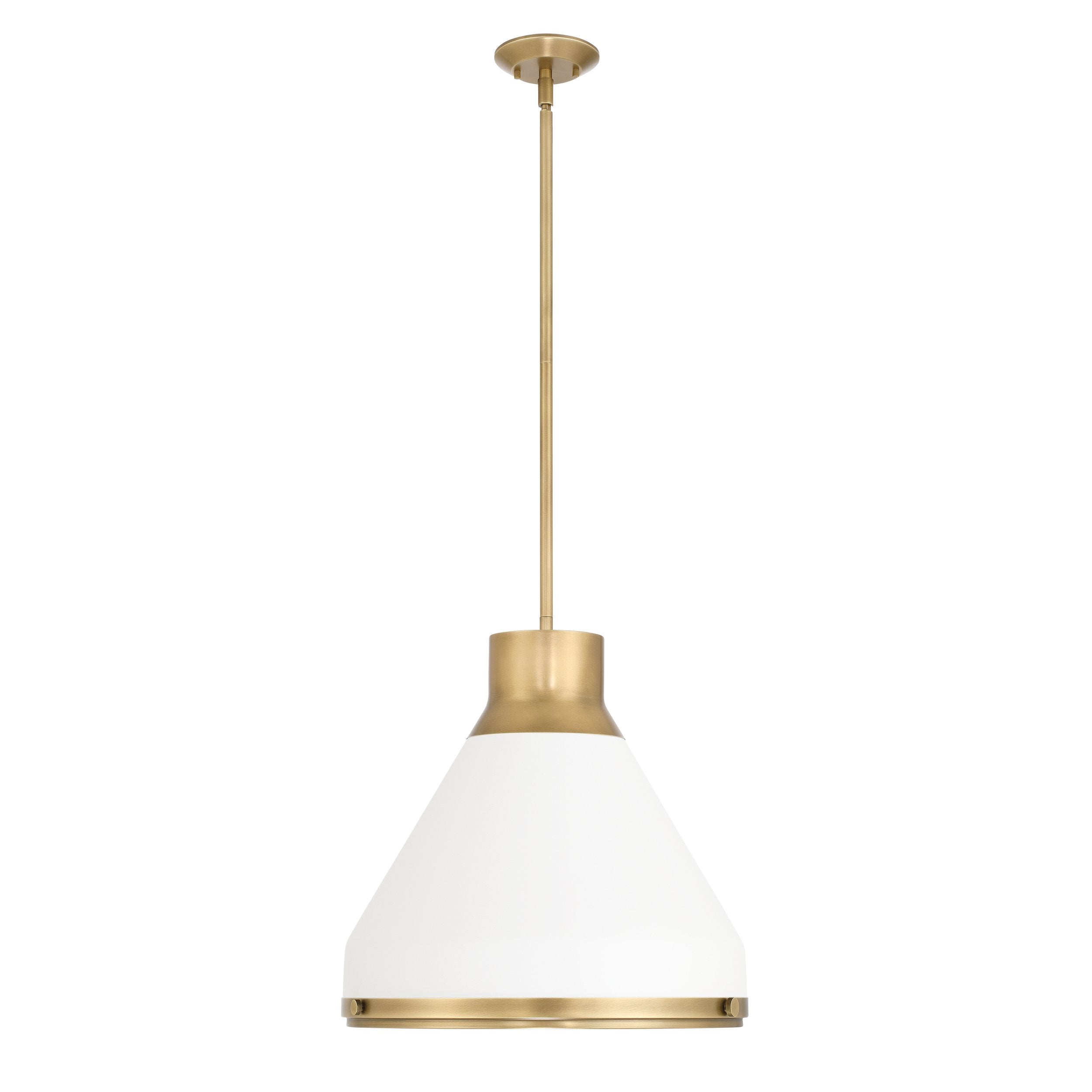 Doyle 18-inch 1-light Natural Brass Pendant Light with Matte White Metal Shade