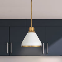 Doyle 18-inch 1-light Natural Brass Pendant Light with Matte White Metal Shade