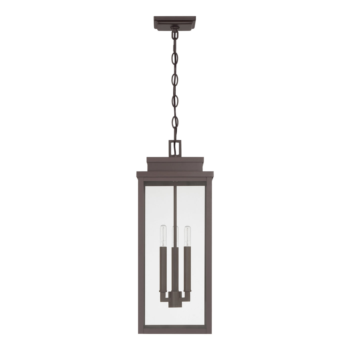 Hillside 9-inch 3-light Dark Bronze Exterior Pendant Light with Clear Glass