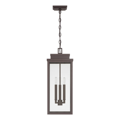 Hillside 9-inch 3-light Dark Bronze Exterior Pendant Light with Clear Glass