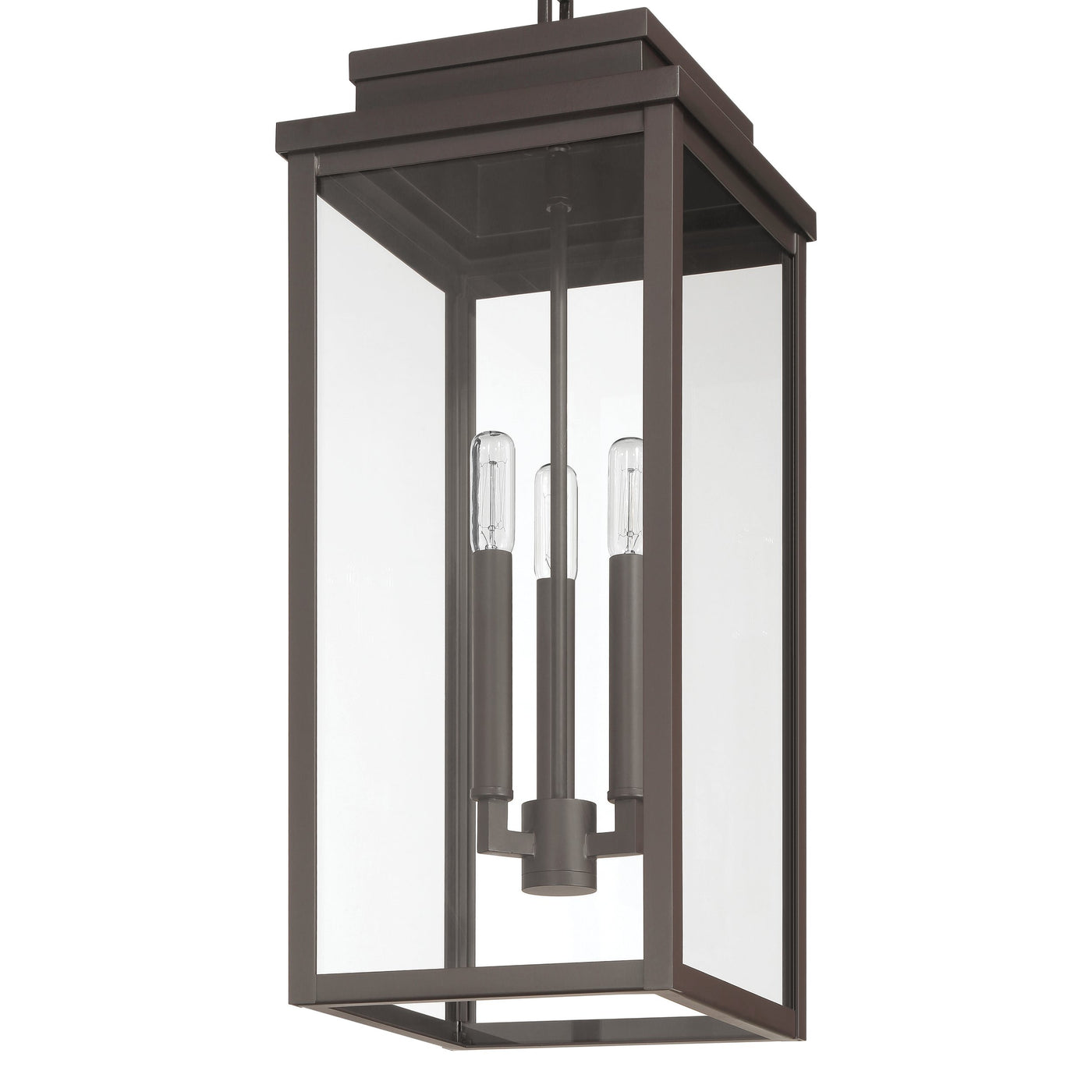 Hillside 9-inch 3-light Dark Bronze Exterior Pendant Light with Clear Glass