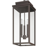 Hillside 9-inch 3-light Dark Bronze Exterior Pendant Light with Clear Glass