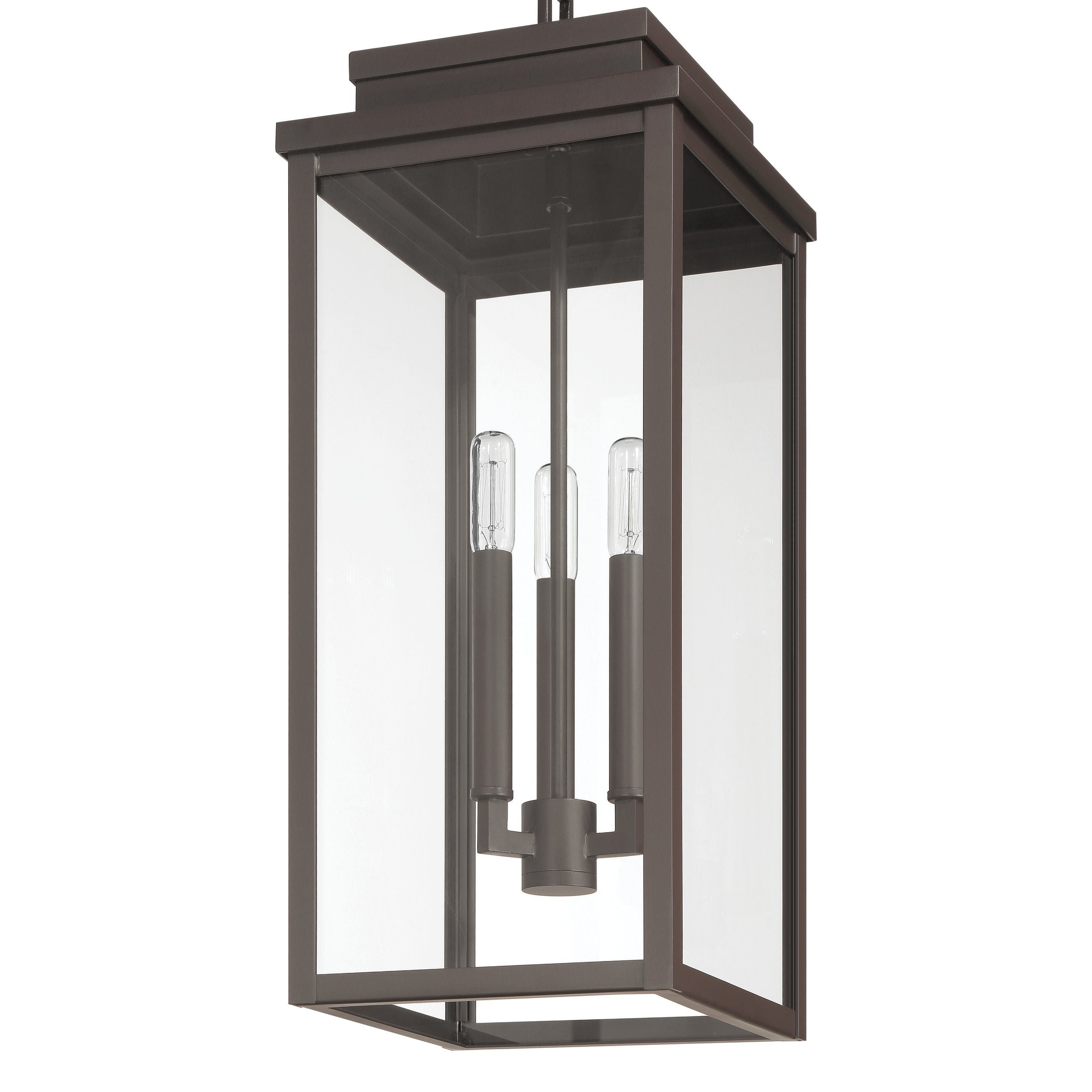 Hillside 9-inch 3-light Dark Bronze Exterior Pendant Light with Clear Glass