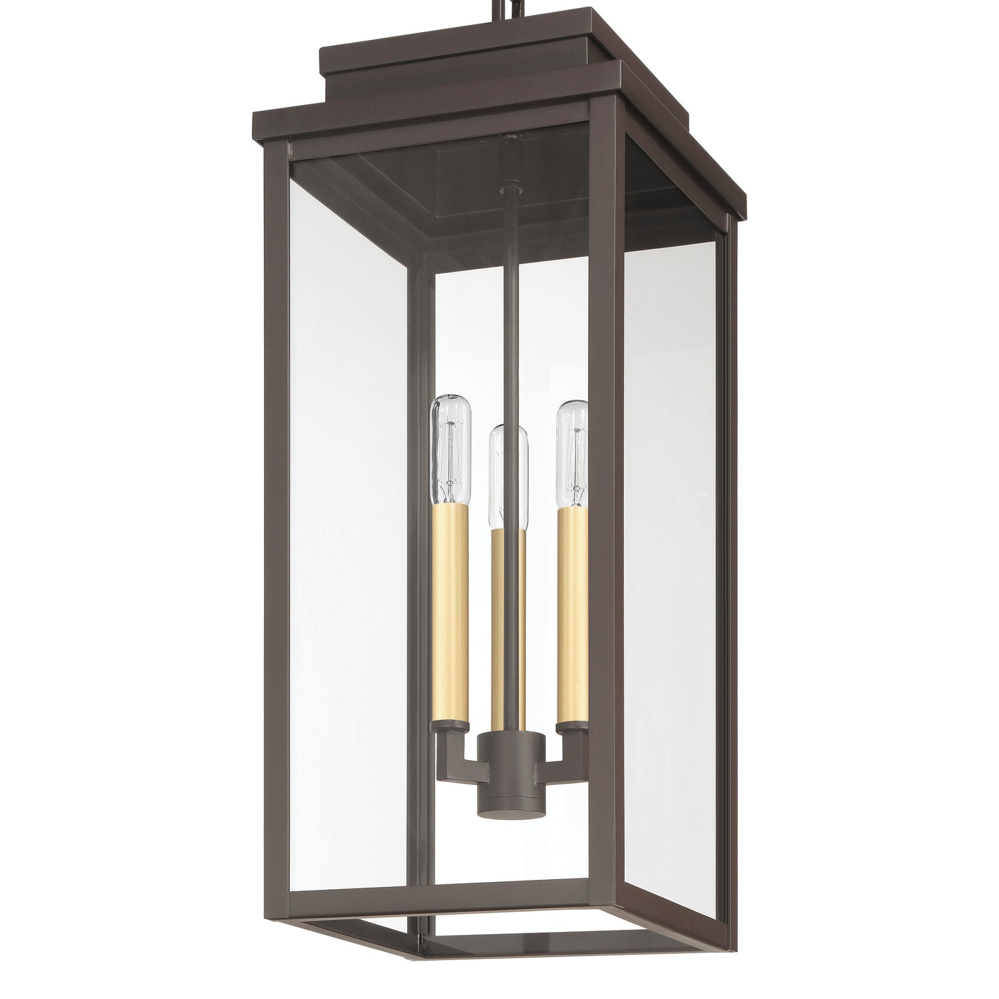 Hillside 9-inch 3-light Dark Bronze Exterior Pendant Light with Clear Glass