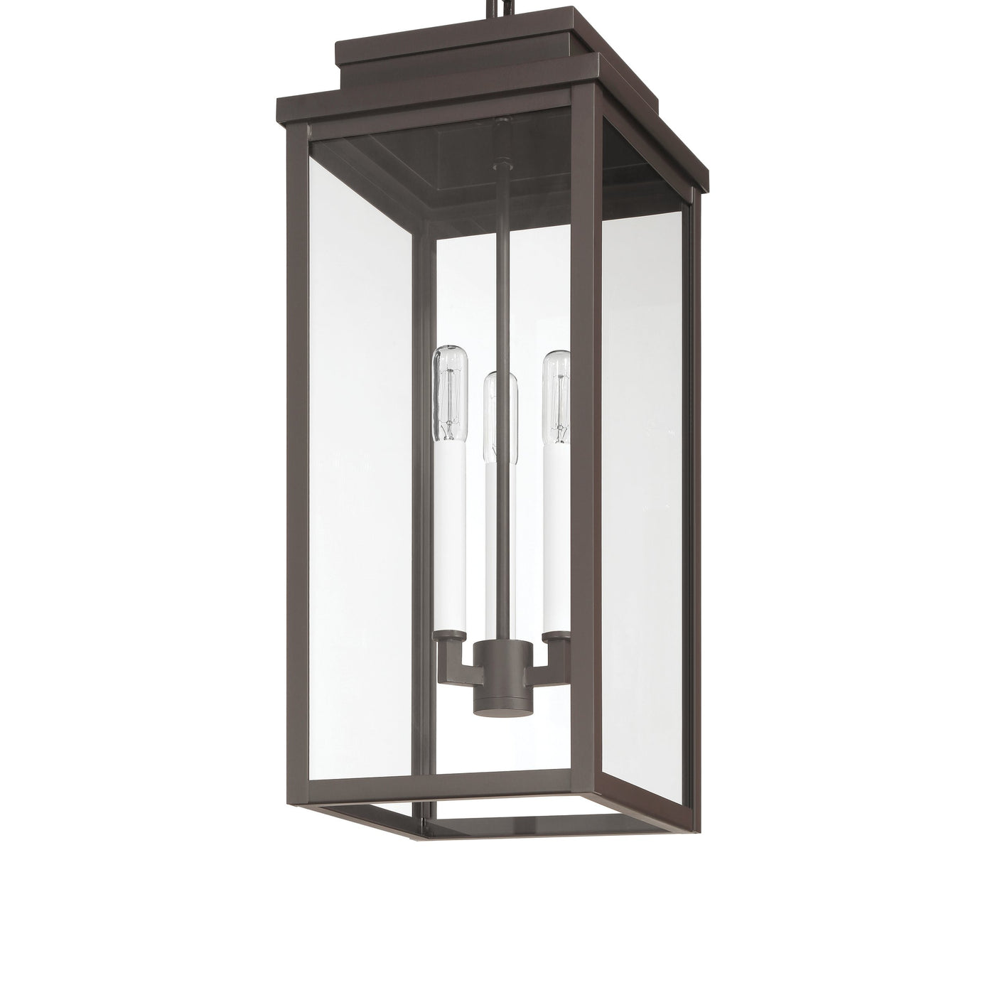 Hillside 9-inch 3-light Dark Bronze Exterior Pendant Light with Clear Glass