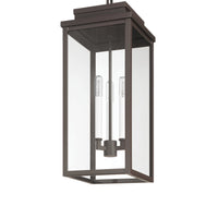 Hillside 9-inch 3-light Dark Bronze Exterior Pendant Light with Clear Glass
