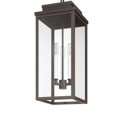 Hillside 9-inch 3-light Dark Bronze Exterior Pendant Light with Clear Glass