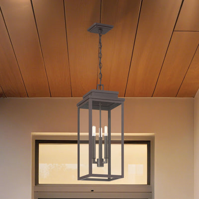 Hillside 9-inch 3-light Dark Bronze Exterior Pendant Light with Clear Glass