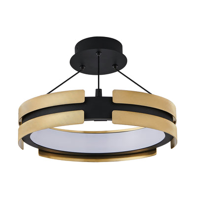 Grazia 15-inch Matte Black and Brushed Gold LED Convertible Pendant