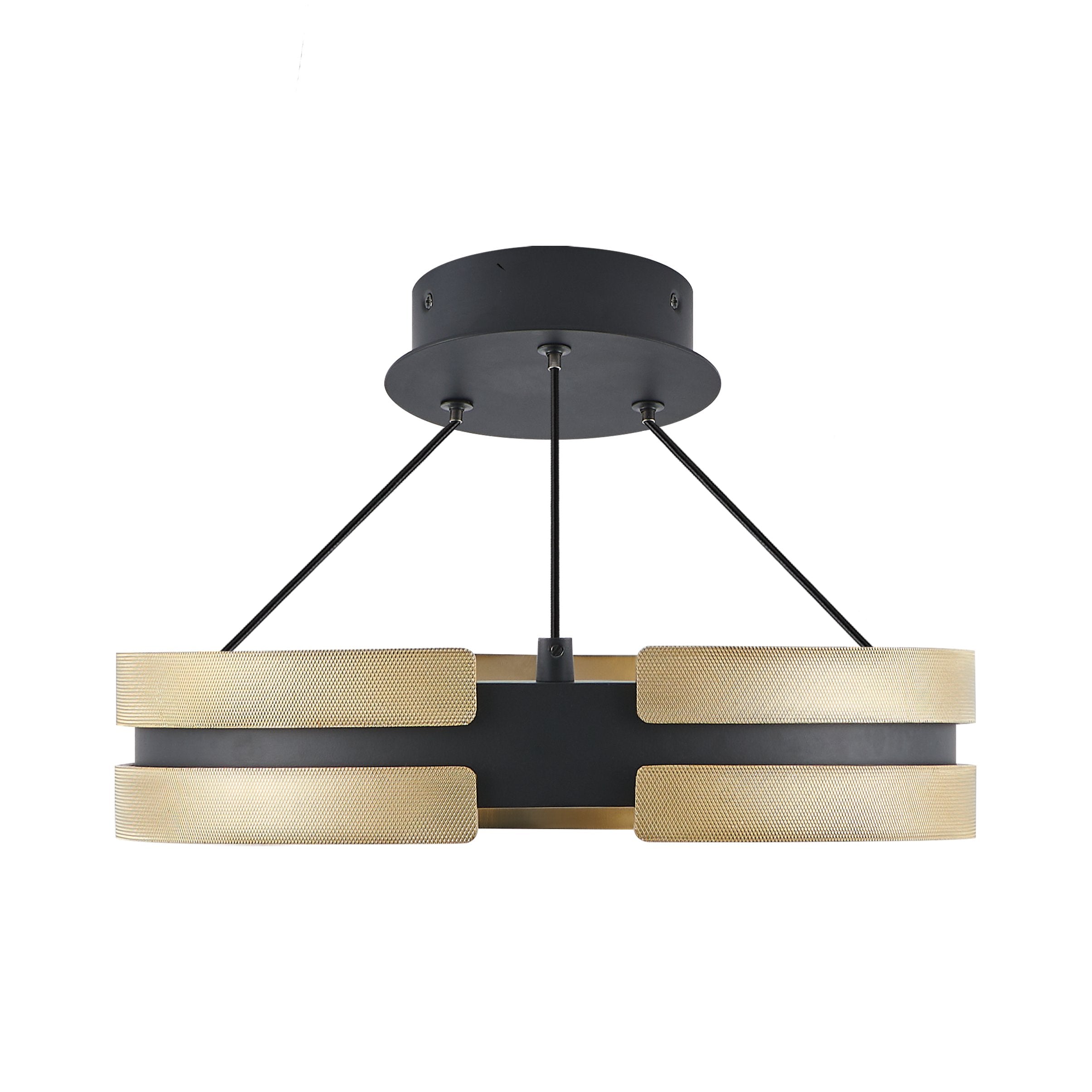 Grazia 15-inch Matte Black and Brushed Gold LED Convertible Pendant