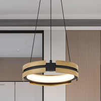 Grazia 15-inch Matte Black and Brushed Gold LED Convertible Pendant