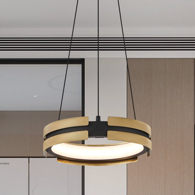 Grazia 15-inch Matte Black and Brushed Gold LED Convertible Pendant