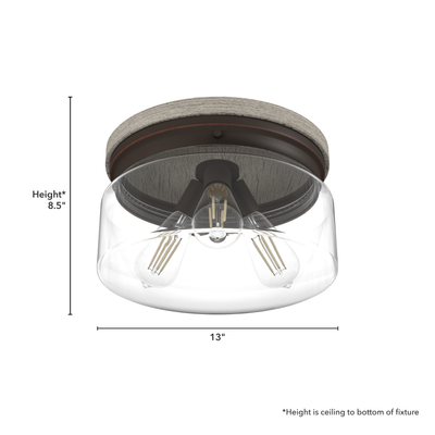 Devon Park 13-inch 3-light Onyx Bengal and Barnwood Flush Mount Ceiling Light with Clear Glass