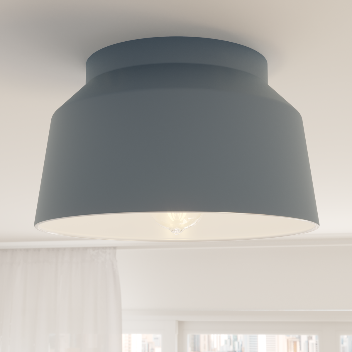 Cranbrook 11.5-inch 1-light Indigo Blue Flush Mount Ceiling Light with Metal Shade