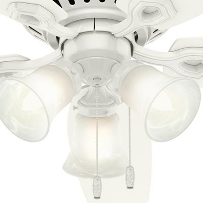 52 inch Builder Snow White Low Profile Ceiling Fan with LED Light Kit and Pull Chain