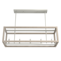Squire Manor 40-inch 5-light Brushed Nickel and Bleached Wood Linear Chandelier