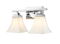 14-inch Chrome 2-Light Etched White Glass Bathroom Vanity Light