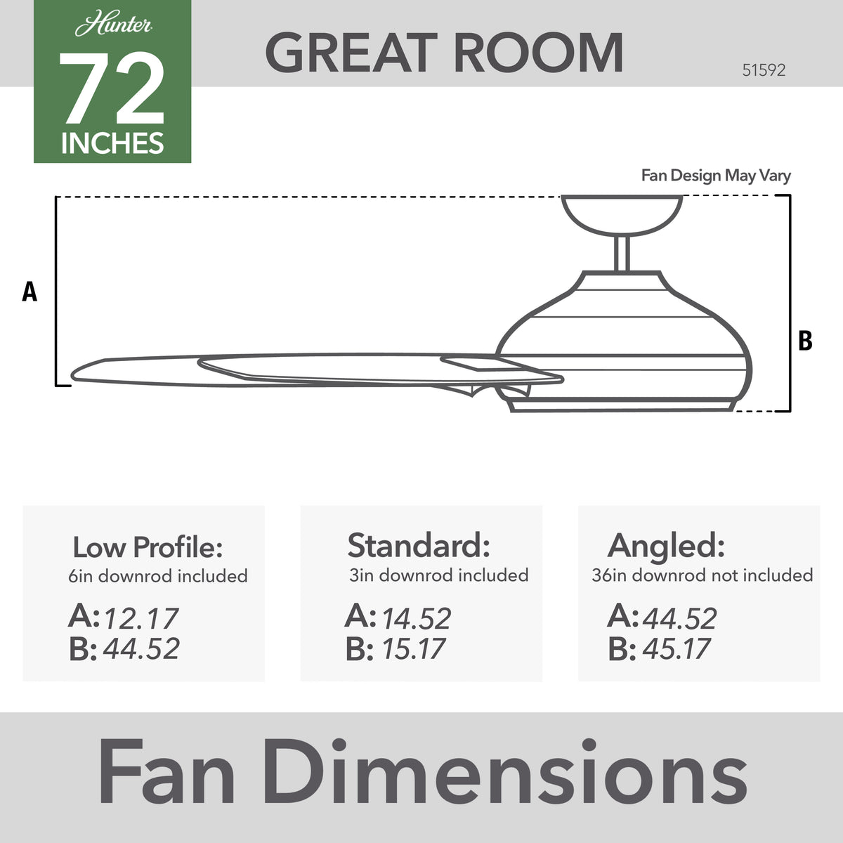 72 inch Downtown ENERGY STAR® Matte Black Damp Rated Ceiling Fan and Wall Control