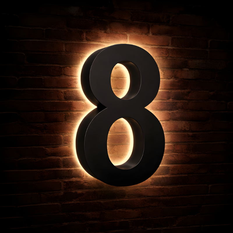 Illuminated Address Numbers - Stainless Steel 2700K