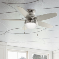 44 inch Lilliana Brushed Nickel Low Profile Ceiling Fan with LED Light Kit and Pull Chain