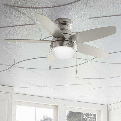 44 inch Lilliana Brushed Nickel Low Profile Ceiling Fan with LED Light Kit and Pull Chain