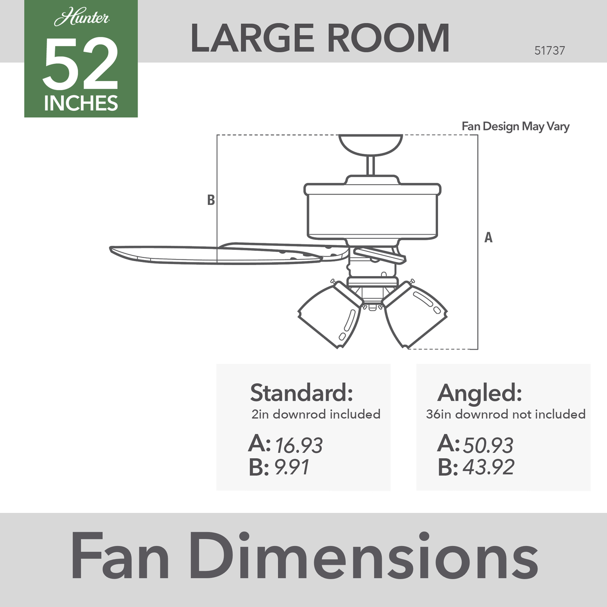 52 inch Swanson Matte Black Ceiling Fan with LED Light Kit