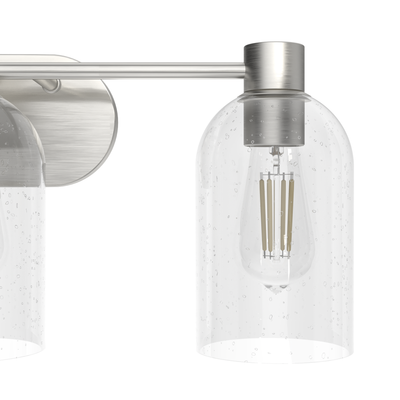 Lochemeade 22.5-inch 3-light Brushed Nickel Vanity Light with Clear Seeded Glass