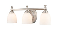 22-inch Satin Nickel 3-Light Etched White Glass Bathroom Vanity Light