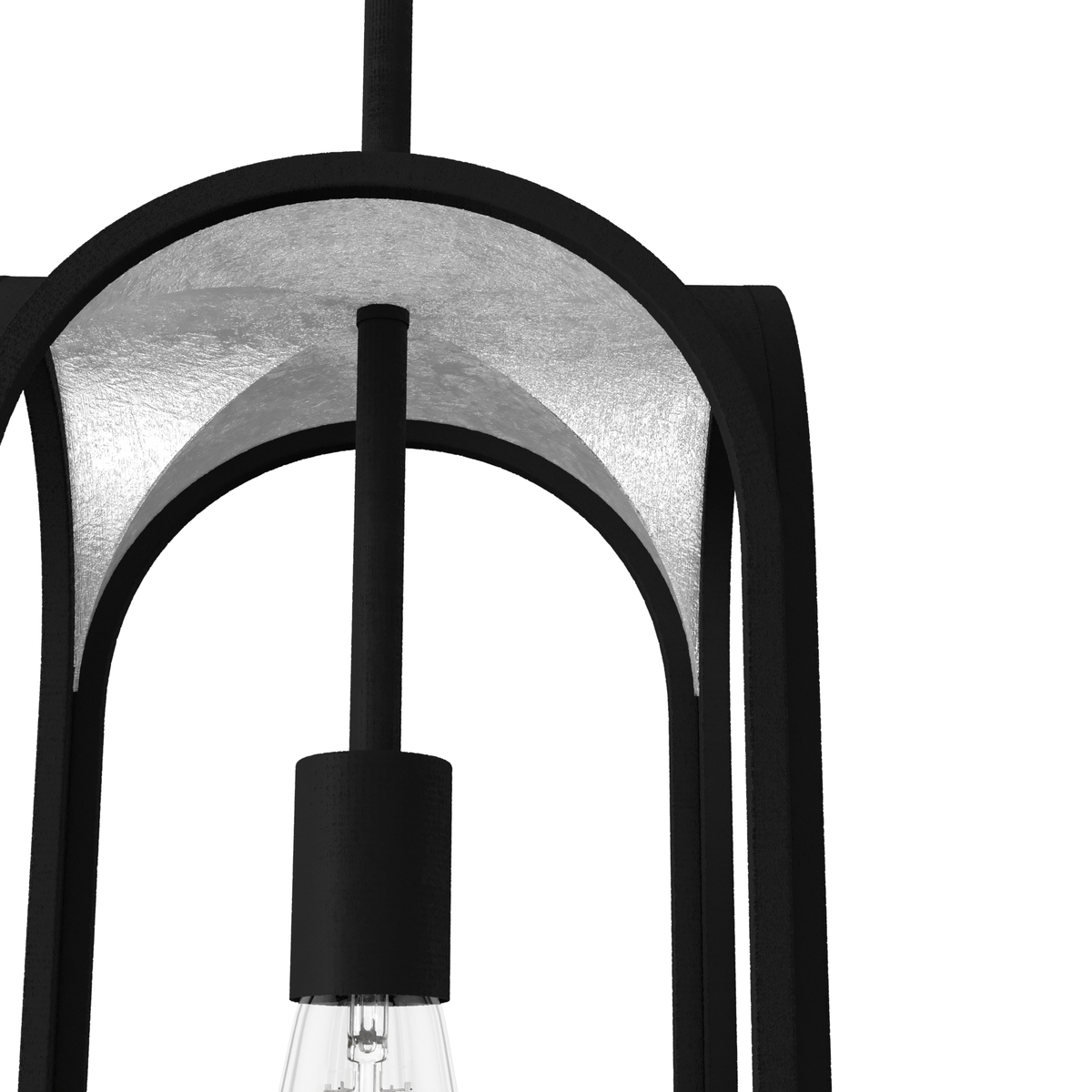 Dukestown 7.5-inch 1-light Natural Black Iron and Silver Leaf Lantern Pendant
