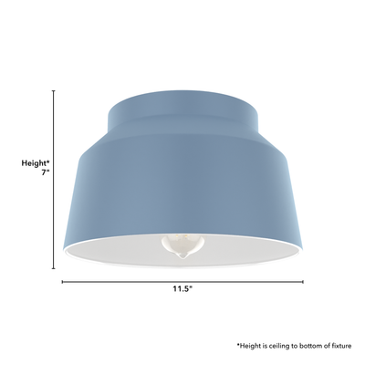 Cranbrook 11.5-inch 1-light Indigo Blue Flush Mount Ceiling Light with Metal Shade