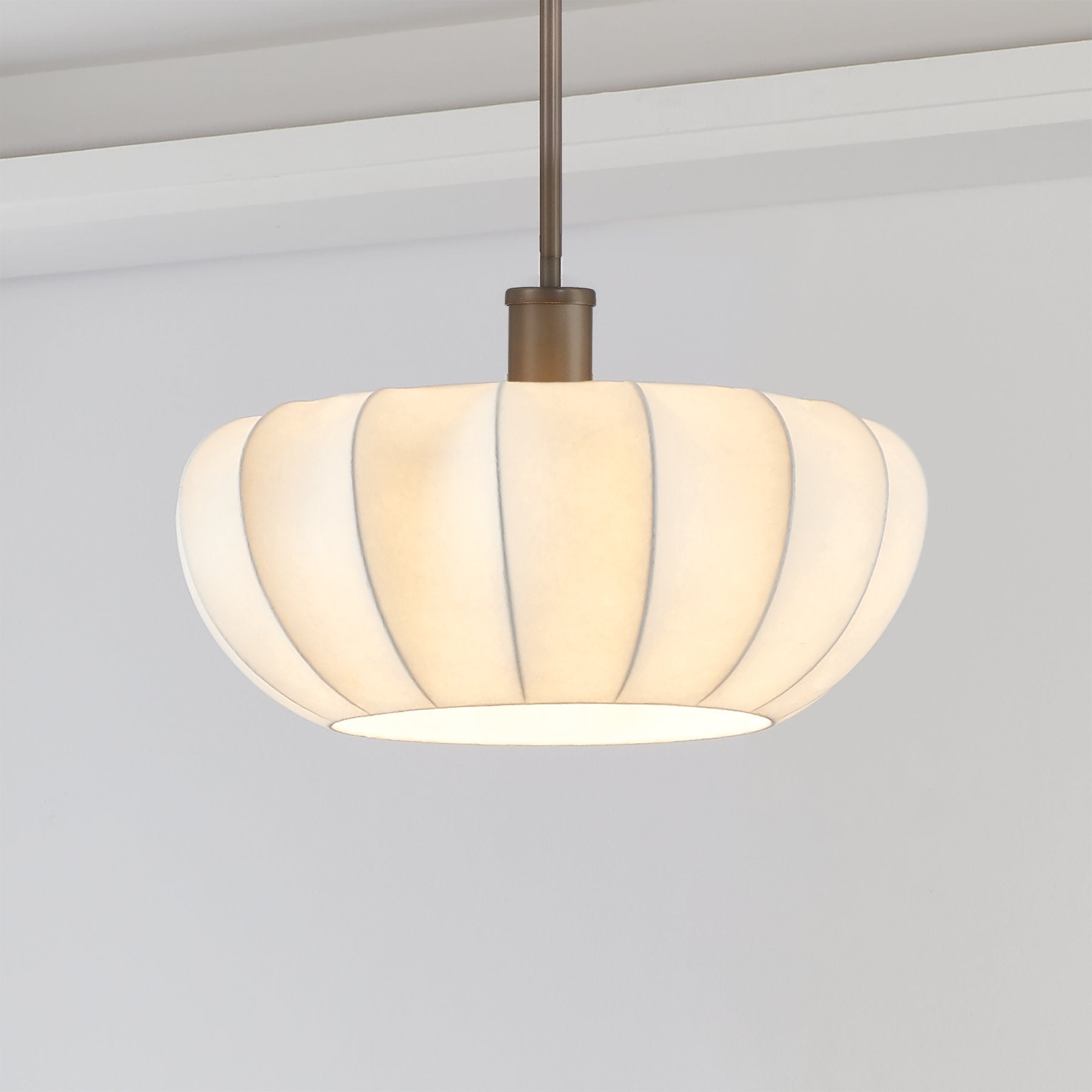 Bryony 22-inch 4-light Forged Bronze Convertible Pendant with White Synthetic Silk Shades