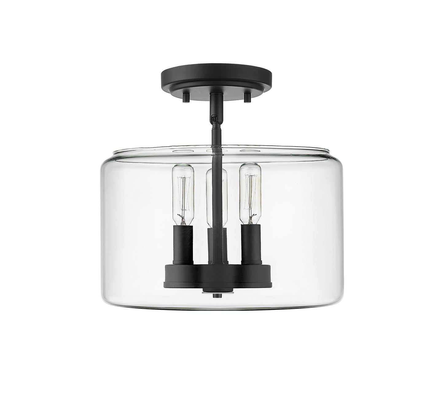 10.6'' Asheville Matte BlackClear 3 Light Semi-Flush Mount