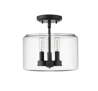 10.6'' Asheville Matte BlackClear 3 Light Semi-Flush Mount